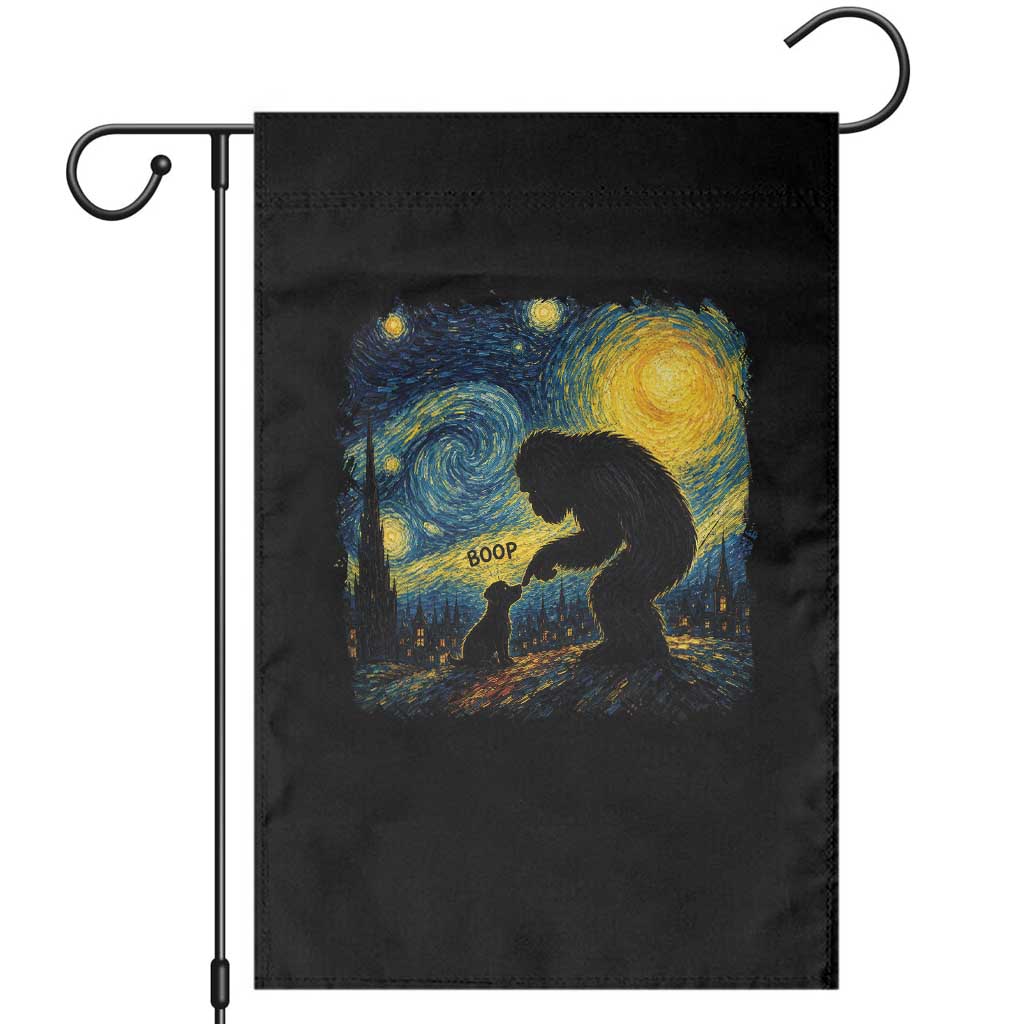 Bigfoot Boop Dog Starry Night Garden Flag Funny Sasquatch Meme Dog Lovers Van Gogh Parody Graphic