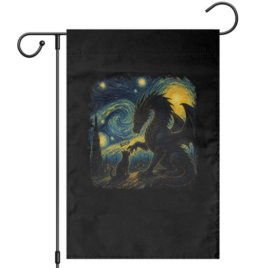 Dragon Boop Cat Starry Night Garden Flag Cute Fantasy Night Van Gogh Parody Graphic