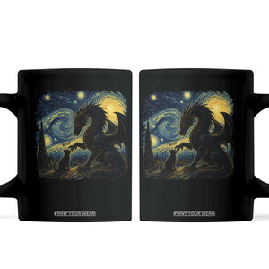 Dragon Boop Cat Starry Night Coffee Mug Cute Fantasy Night Van Gogh Parody Graphic