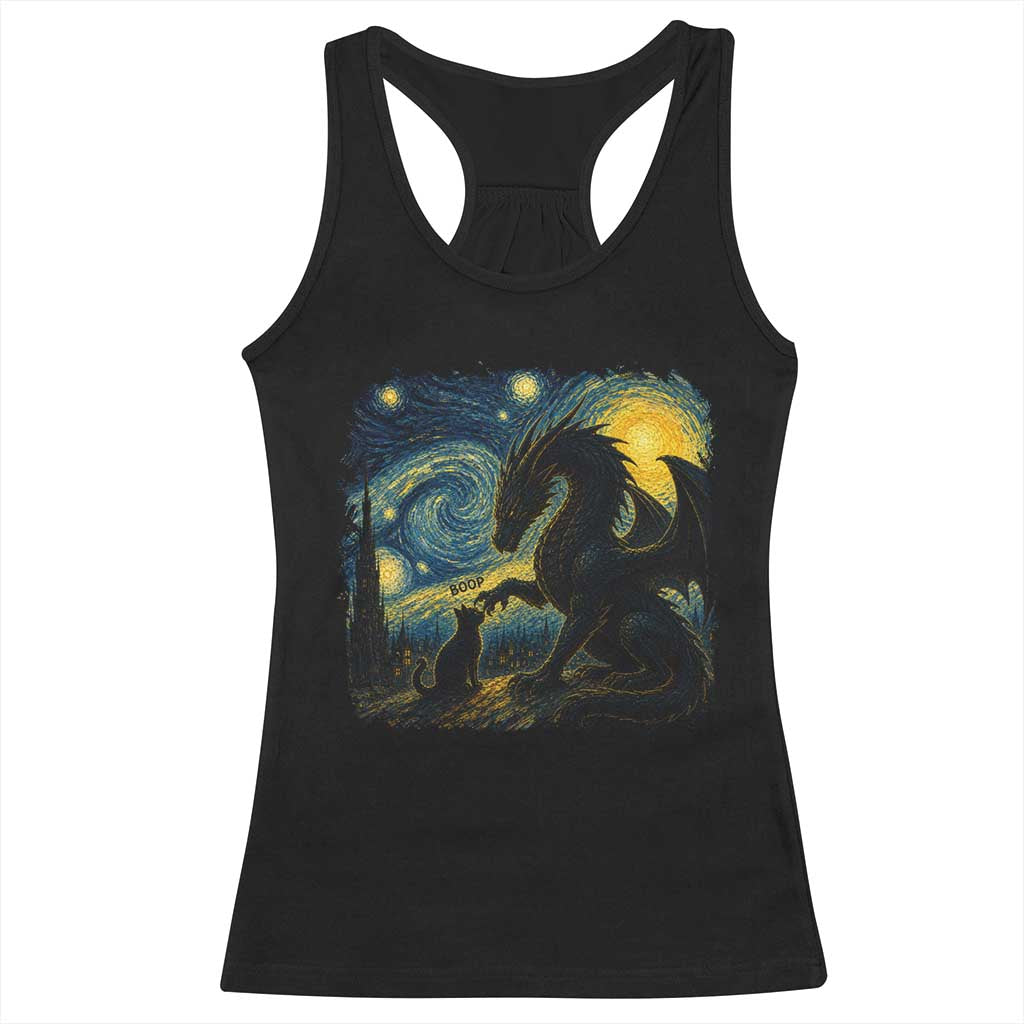 Dragon Boop Cat Starry Night Racerback Tank Top Cute Fantasy Night Van Gogh Parody Graphic