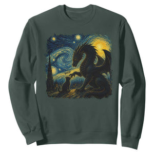 Dragon Boop Cat Starry Night Sweatshirt Cute Fantasy Night Van Gogh Parody Graphic