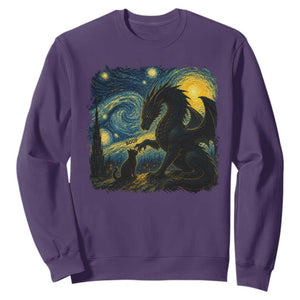 Dragon Boop Cat Starry Night Sweatshirt Cute Fantasy Night Van Gogh Parody Graphic