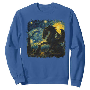 Dragon Boop Cat Starry Night Sweatshirt Cute Fantasy Night Van Gogh Parody Graphic