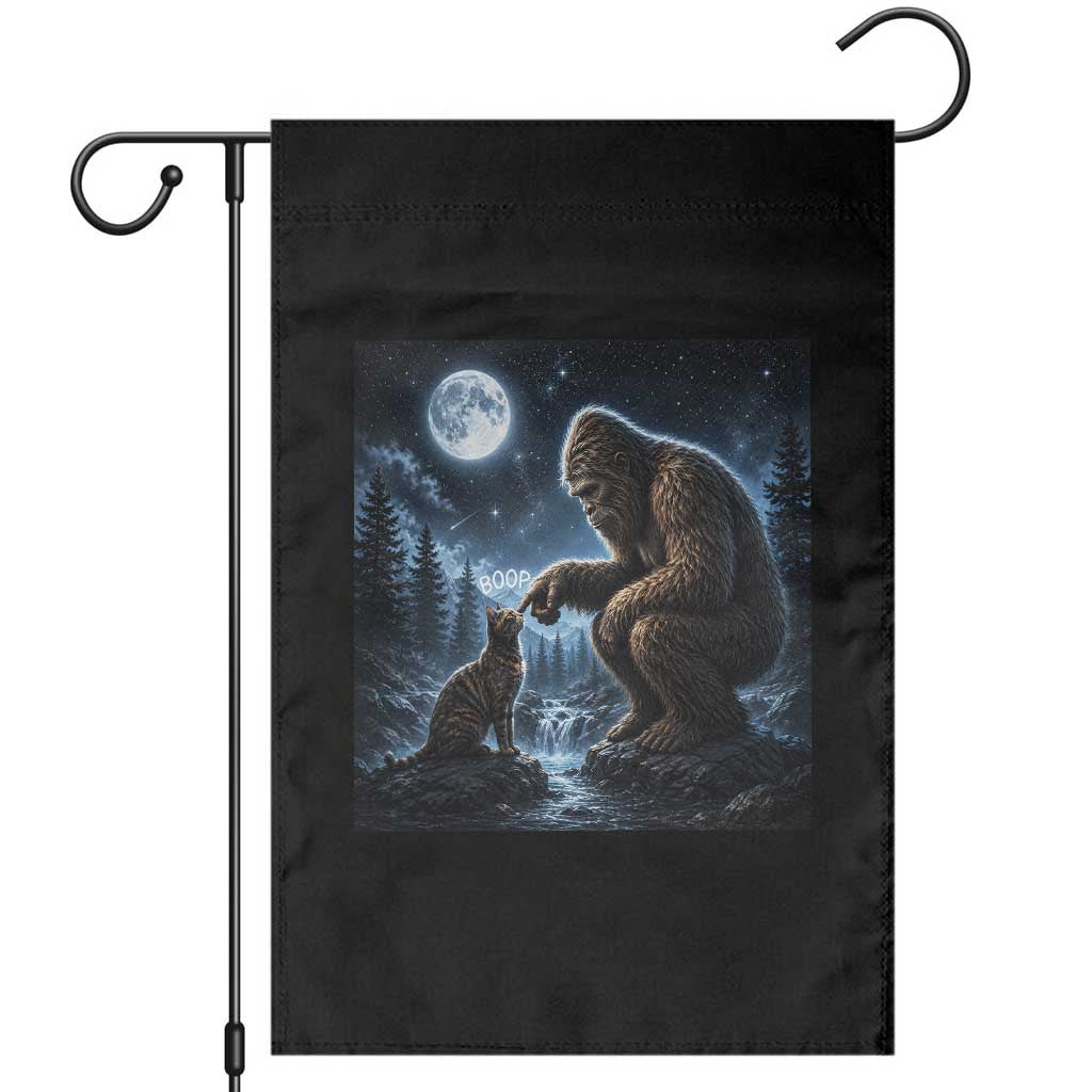 Bigfoot Boop Tortoiseshell Cat Under Full Moon 90s Retro Garden Flag Sasquatch Fantasy Graphic