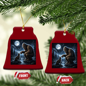 Bigfoot Boop Tortoiseshell Cat Under Full Moon 90s Retro Ceramic Ornament Sasquatch Fantasy Graphic