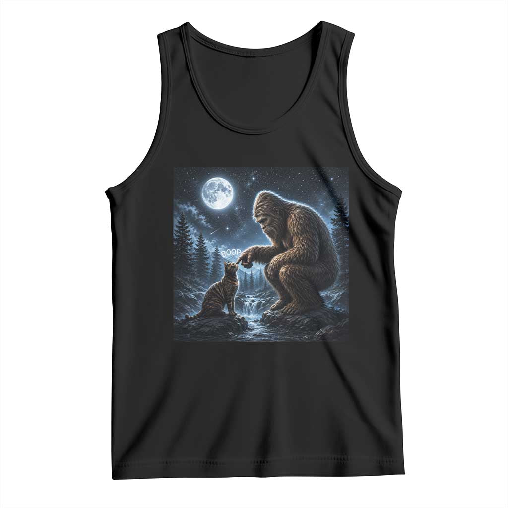 Bigfoot Boop Tortoiseshell Cat Under Full Moon 90s Retro Tank Top Sasquatch Fantasy Graphic