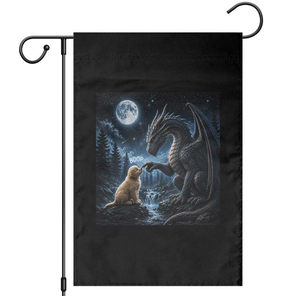 Dragon Boop Golden Retriever Dog Under Full Moon 90s Retro Garden Flag