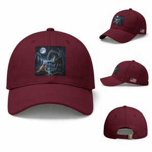 Dragon Boop Golden Retriever Dog Under Full Moon 90s Retro Baseball Cap