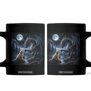 Dragon Boop Golden Retriever Dog Under Full Moon 90s Retro Coffee Mug