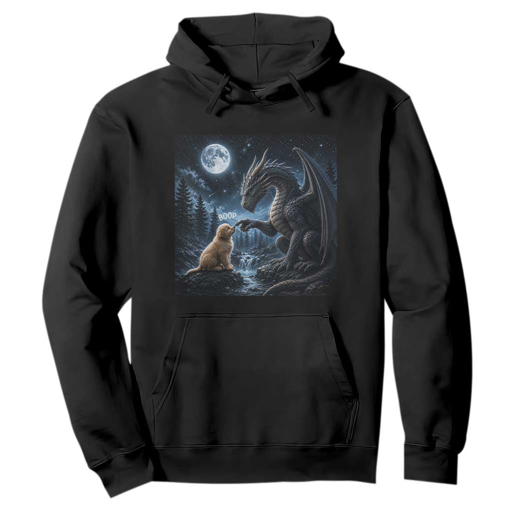Dragon Boop Golden Retriever Dog Under Full Moon 90s Retro Hoodie
