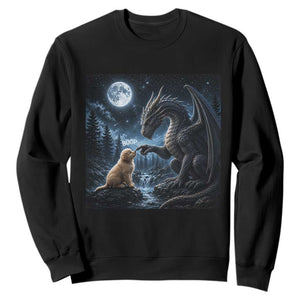 Dragon Boop Golden Retriever Dog Under Full Moon 90s Retro Sweatshirt
