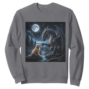 Dragon Boop Golden Retriever Dog Under Full Moon 90s Retro Sweatshirt