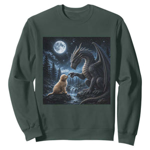 Dragon Boop Golden Retriever Dog Under Full Moon 90s Retro Sweatshirt