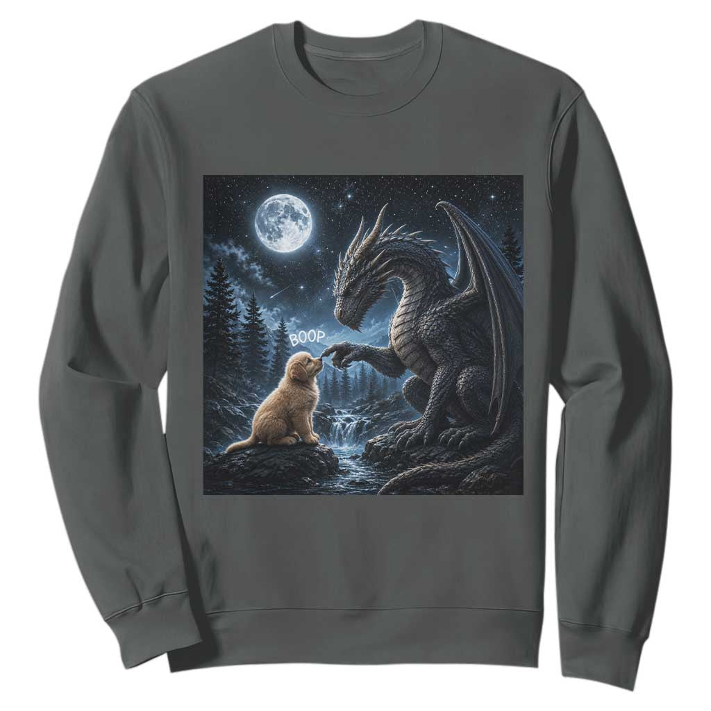 Dragon Boop Golden Retriever Dog Under Full Moon 90s Retro Sweatshirt