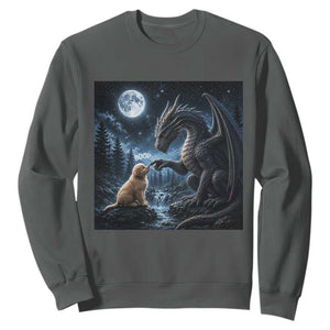 Dragon Boop Golden Retriever Dog Under Full Moon 90s Retro Sweatshirt