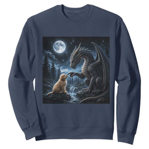 Dragon Boop Golden Retriever Dog Under Full Moon 90s Retro Sweatshirt