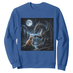 Dragon Boop Golden Retriever Dog Under Full Moon 90s Retro Sweatshirt