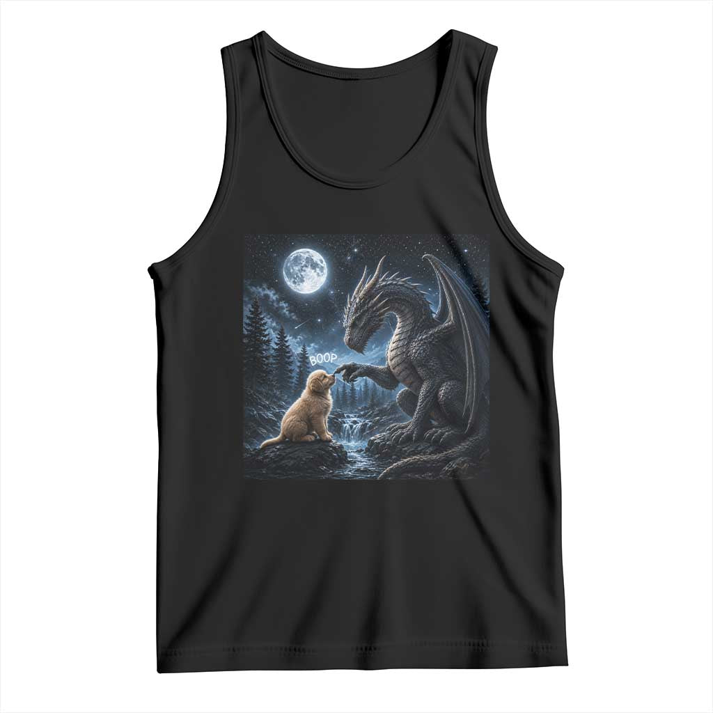 Dragon Boop Golden Retriever Dog Under Full Moon 90s Retro Tank Top
