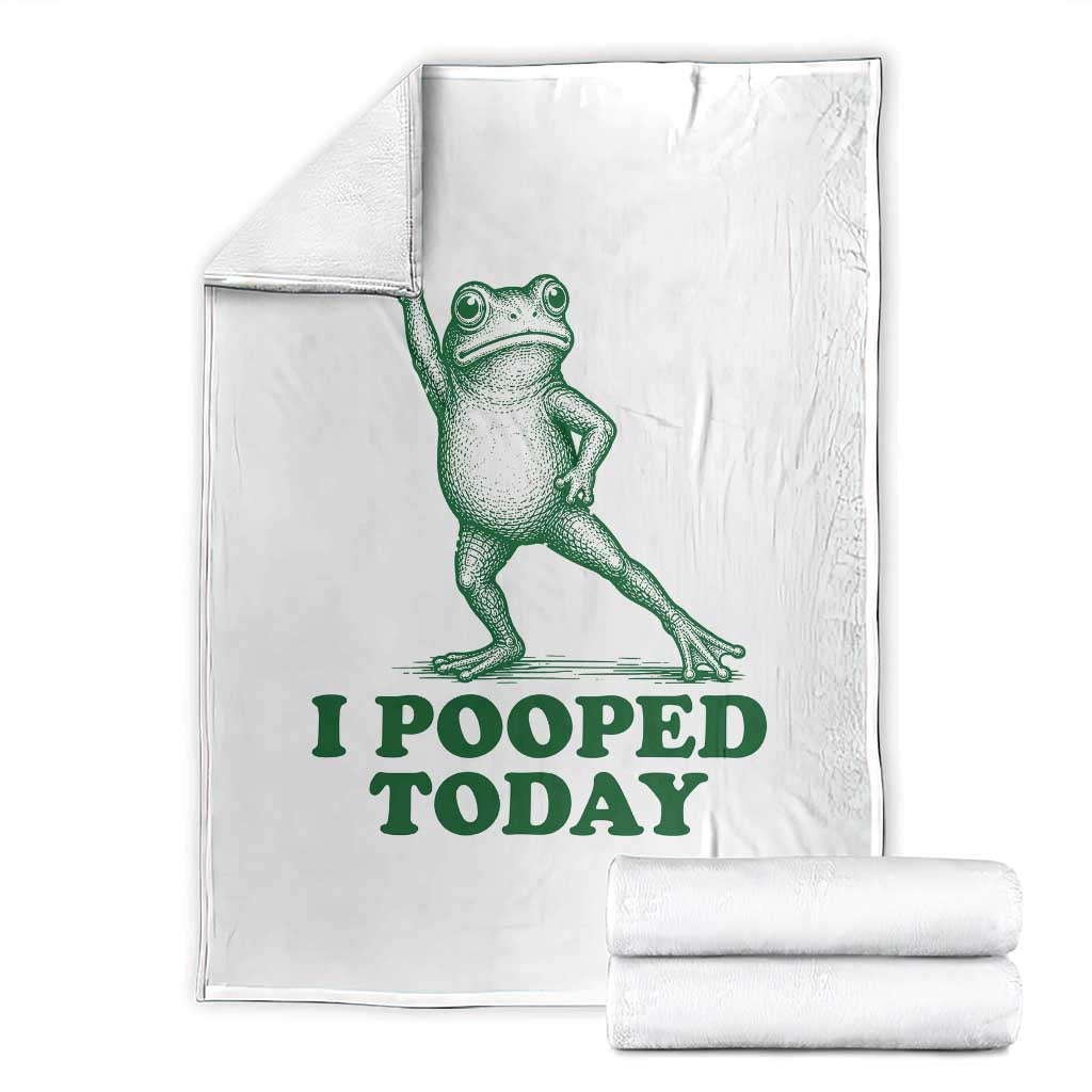 Funny I Pooped Today Frog Meme Throw Blanket Humor Bathroom Gag Gift
