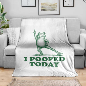 Funny I Pooped Today Frog Meme Throw Blanket Humor Bathroom Gag Gift