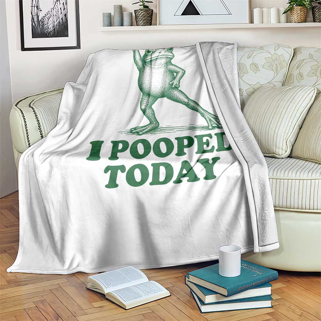 Funny I Pooped Today Frog Meme Throw Blanket Humor Bathroom Gag Gift