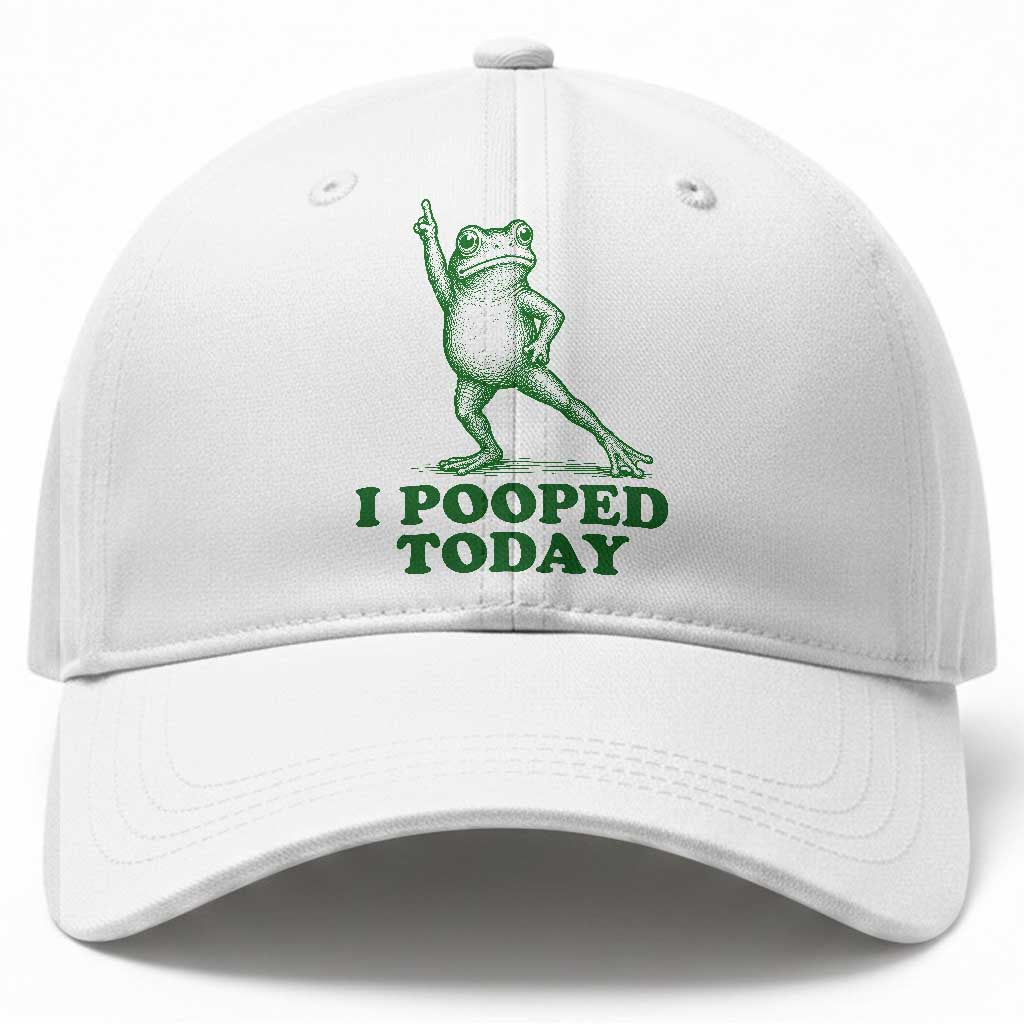 Funny I Pooped Today Frog Meme Baseball Cap Humor Bathroom Gag Gift