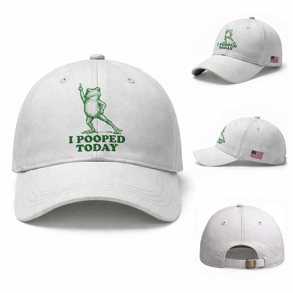Funny I Pooped Today Frog Meme Baseball Cap Humor Bathroom Gag Gift