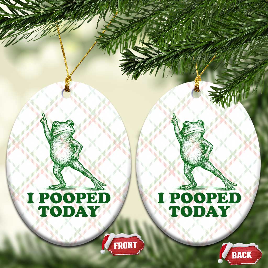 Funny I Pooped Today Frog Meme Ceramic Ornament Humor Bathroom Gag Gift