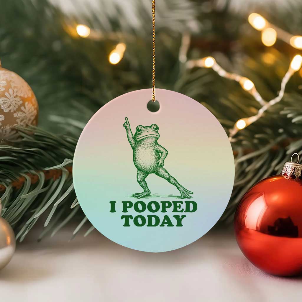Funny I Pooped Today Frog Meme Ceramic Ornament Humor Bathroom Gag Gift