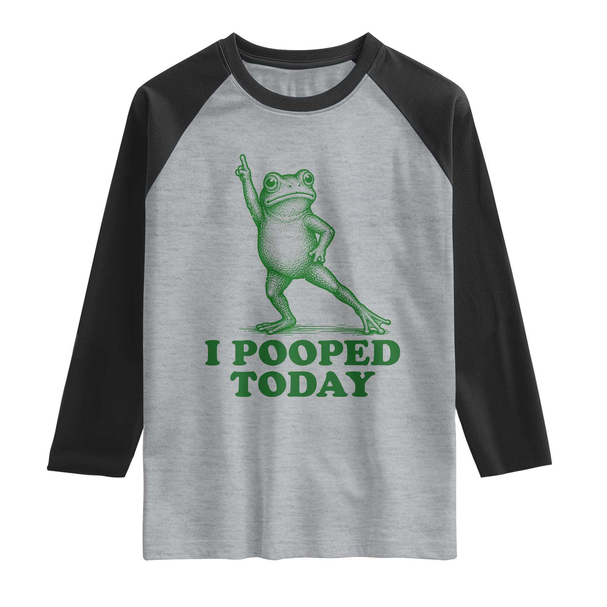 Funny I Pooped Today Frog Meme Raglan Shirt Humor Bathroom Gag Gift