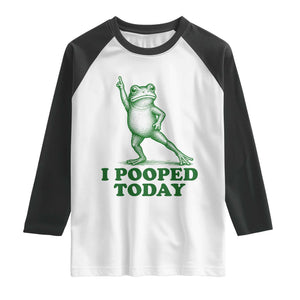 Funny I Pooped Today Frog Meme Raglan Shirt Humor Bathroom Gag Gift