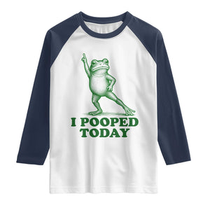 Funny I Pooped Today Frog Meme Raglan Shirt Humor Bathroom Gag Gift