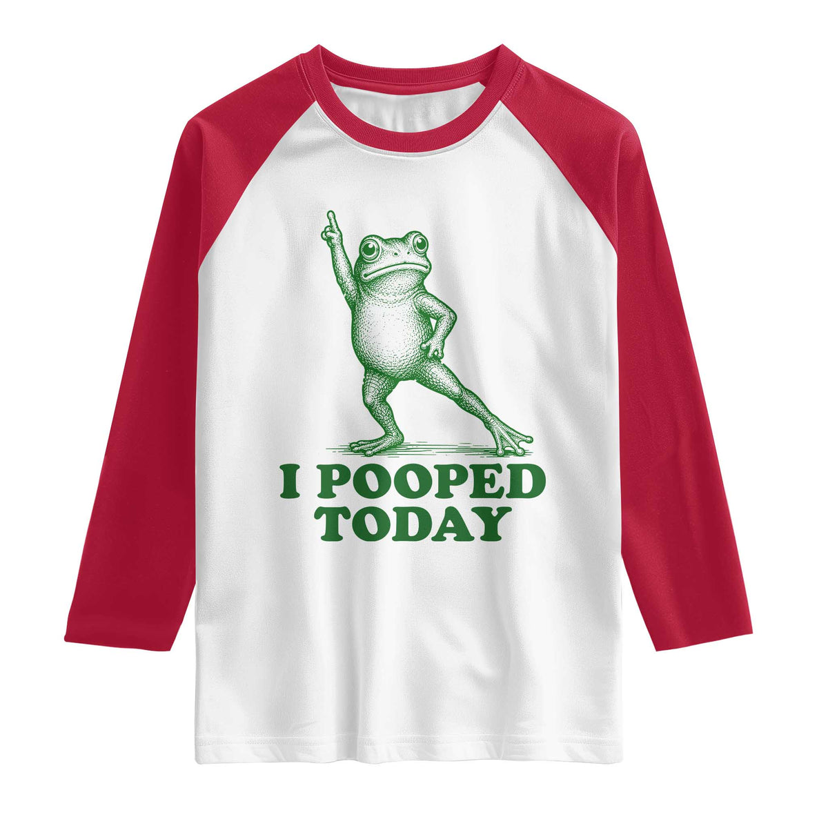Funny I Pooped Today Frog Meme Raglan Shirt Humor Bathroom Gag Gift