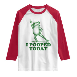 Funny I Pooped Today Frog Meme Raglan Shirt Humor Bathroom Gag Gift