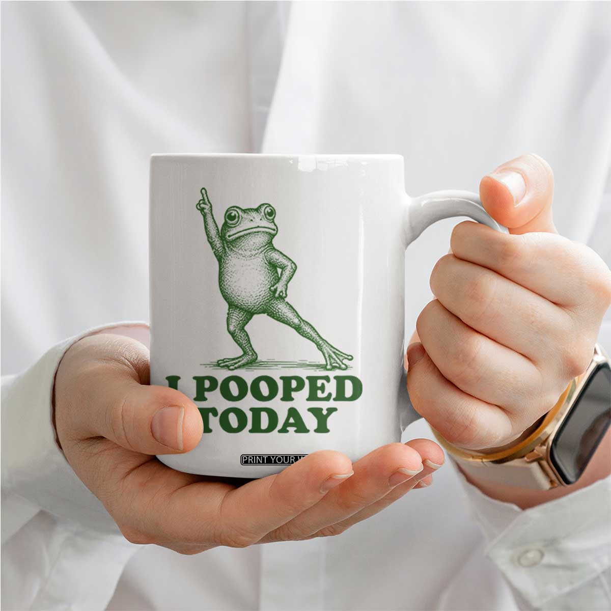 Funny I Pooped Today Frog Meme Coffee Mug Humor Bathroom Gag Gift