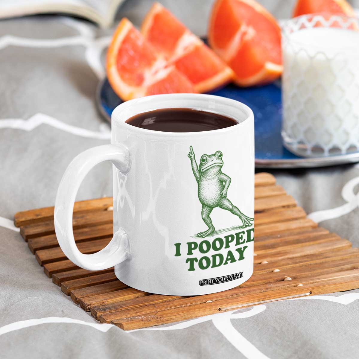 Funny I Pooped Today Frog Meme Coffee Mug Humor Bathroom Gag Gift