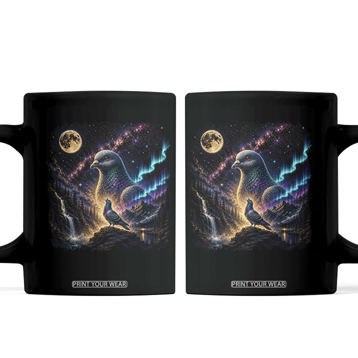 Pigeon Howling to the Moon 90s Retro Coffee Mug Vintage Bird Graphic Retro 90s Animal