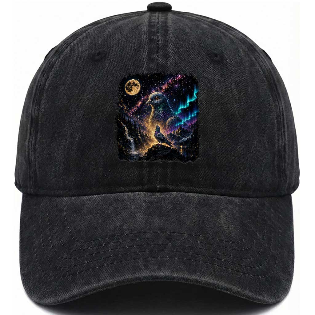 Pigeon Howling to the Moon 90s Retro Washed Cotton Baseball Cap Vintage Bird Graphic Retro 90s Animal