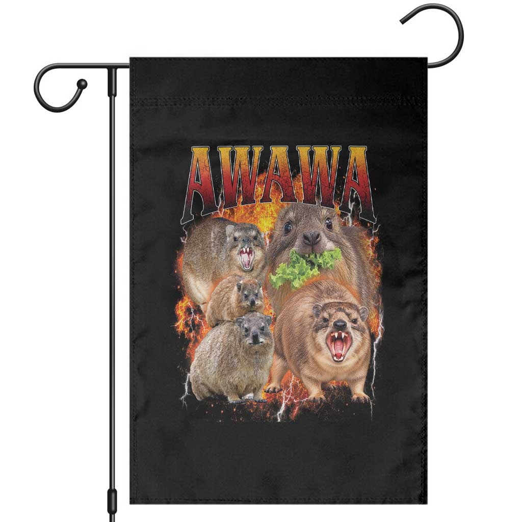 Funny Awawa Hyrax Screaming Meme 90s Bootleg Vintage Graphic Garden Flag