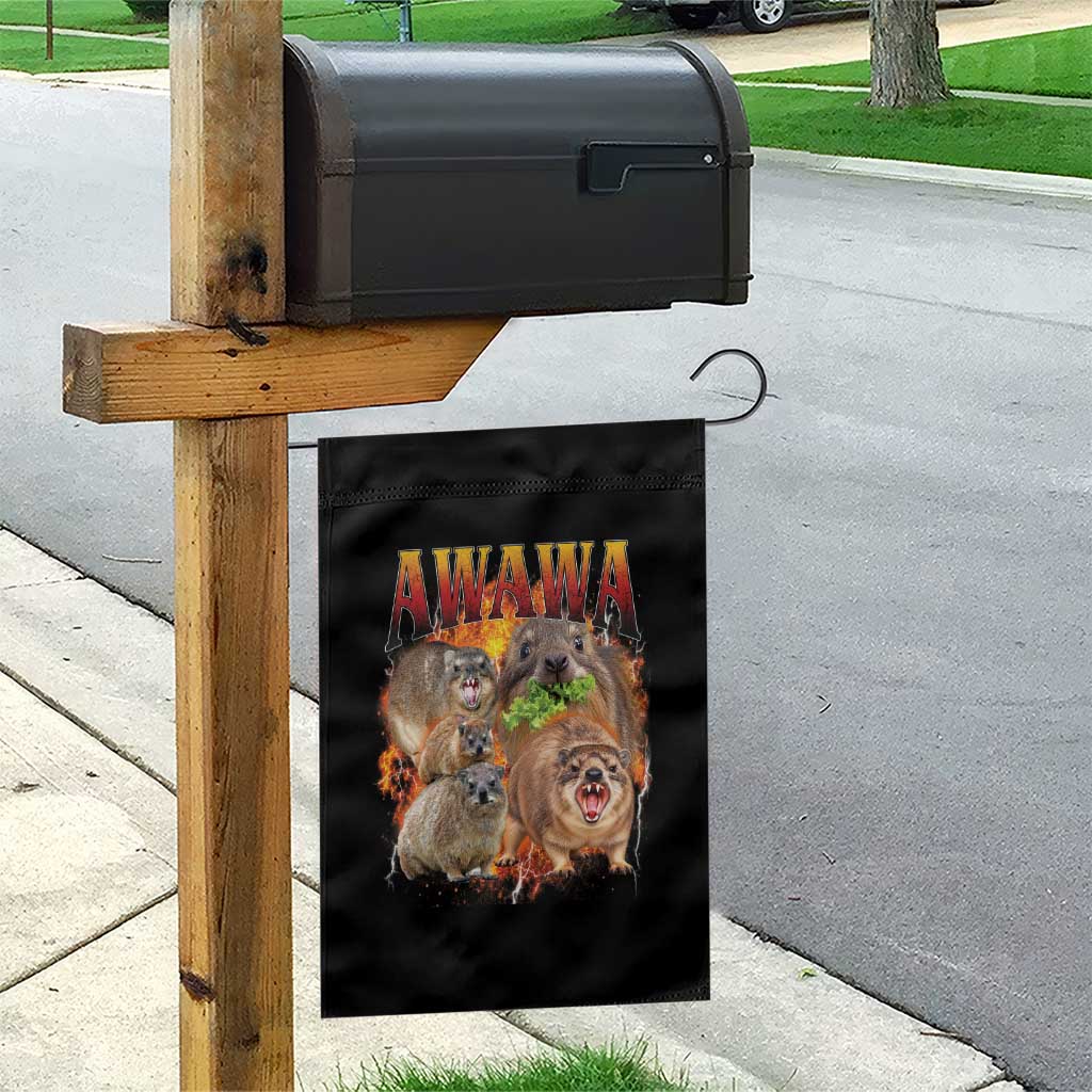 Funny Awawa Hyrax Screaming Meme 90s Bootleg Vintage Graphic Garden Flag