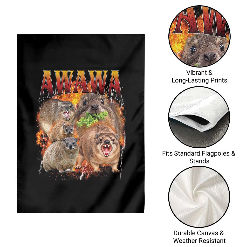 Funny Awawa Hyrax Screaming Meme 90s Bootleg Vintage Graphic Garden Flag