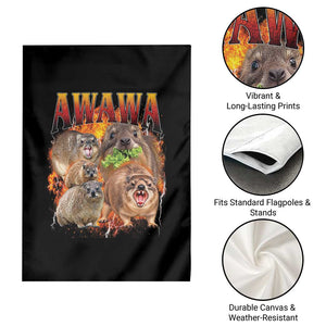 Funny Awawa Hyrax Screaming Meme 90s Bootleg Vintage Graphic Garden Flag