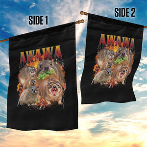 Funny Awawa Hyrax Screaming Meme 90s Bootleg Vintage Graphic Garden Flag