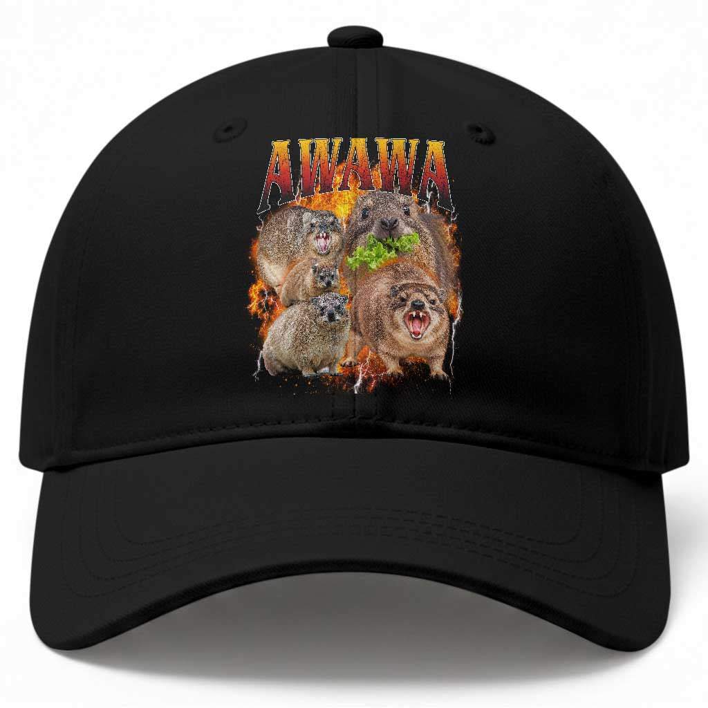Funny Awawa Hyrax Screaming Meme 90s Bootleg Vintage Graphic Baseball Cap