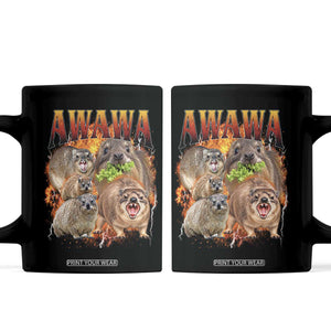 Funny Awawa Hyrax Screaming Meme 90s Bootleg Vintage Graphic Coffee Mug