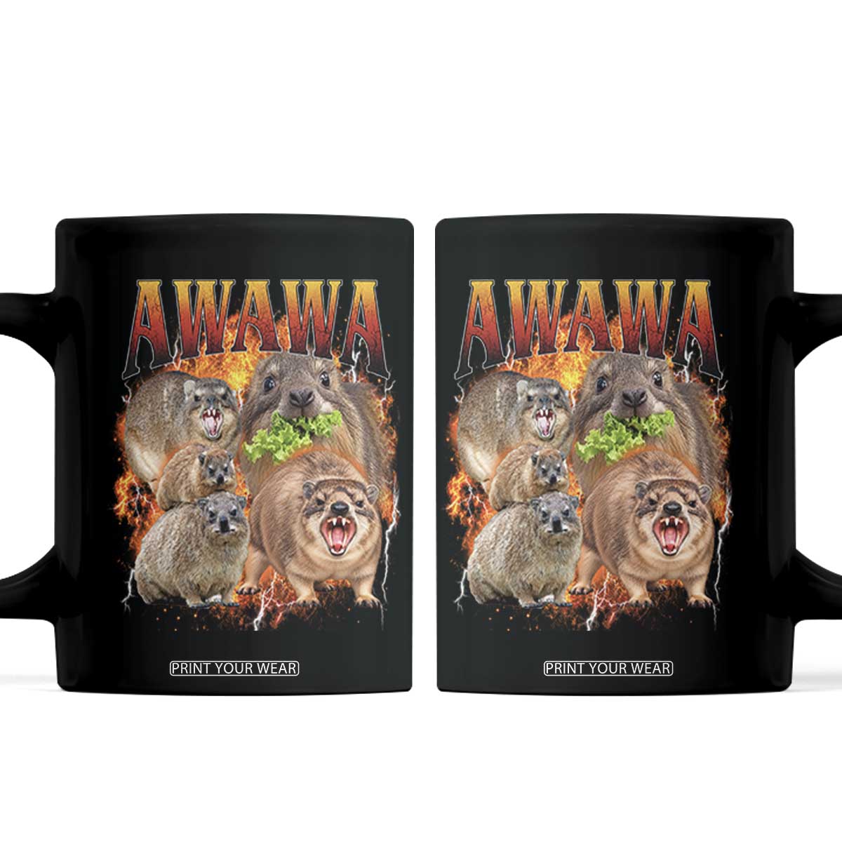 Funny Awawa Hyrax Screaming Meme 90s Bootleg Vintage Graphic Coffee Mug