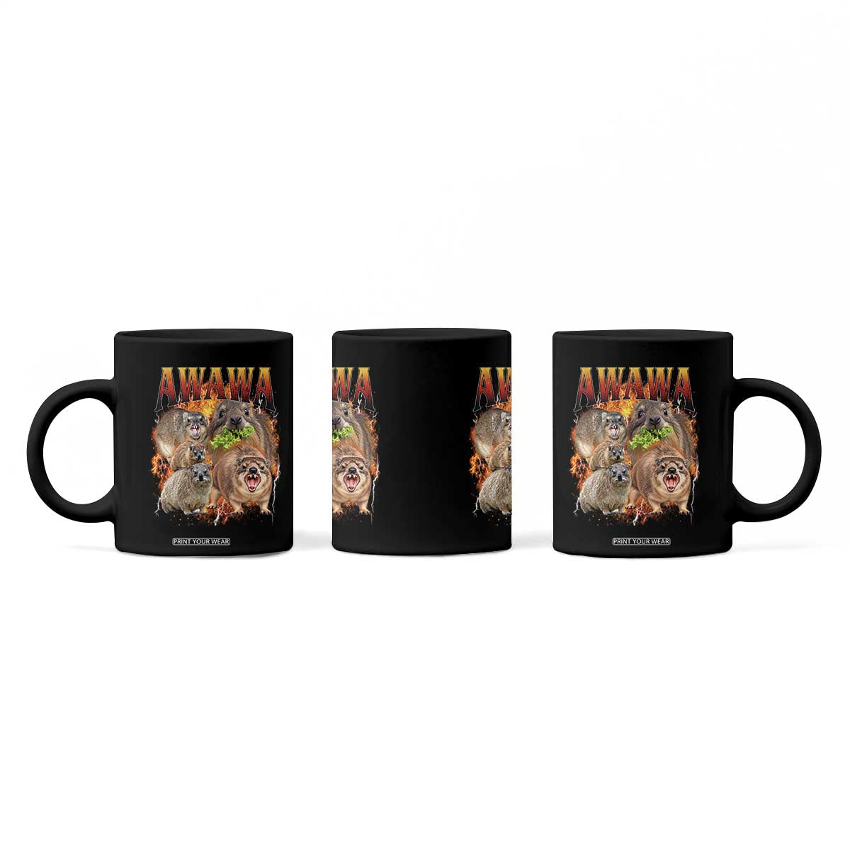 Funny Awawa Hyrax Screaming Meme 90s Bootleg Vintage Graphic Coffee Mug