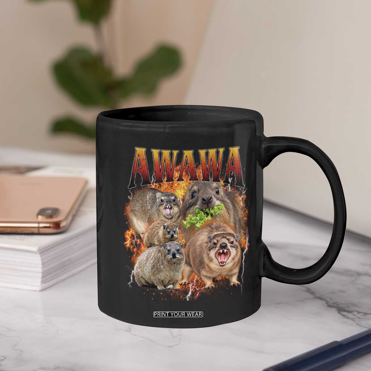 Funny Awawa Hyrax Screaming Meme 90s Bootleg Vintage Graphic Coffee Mug