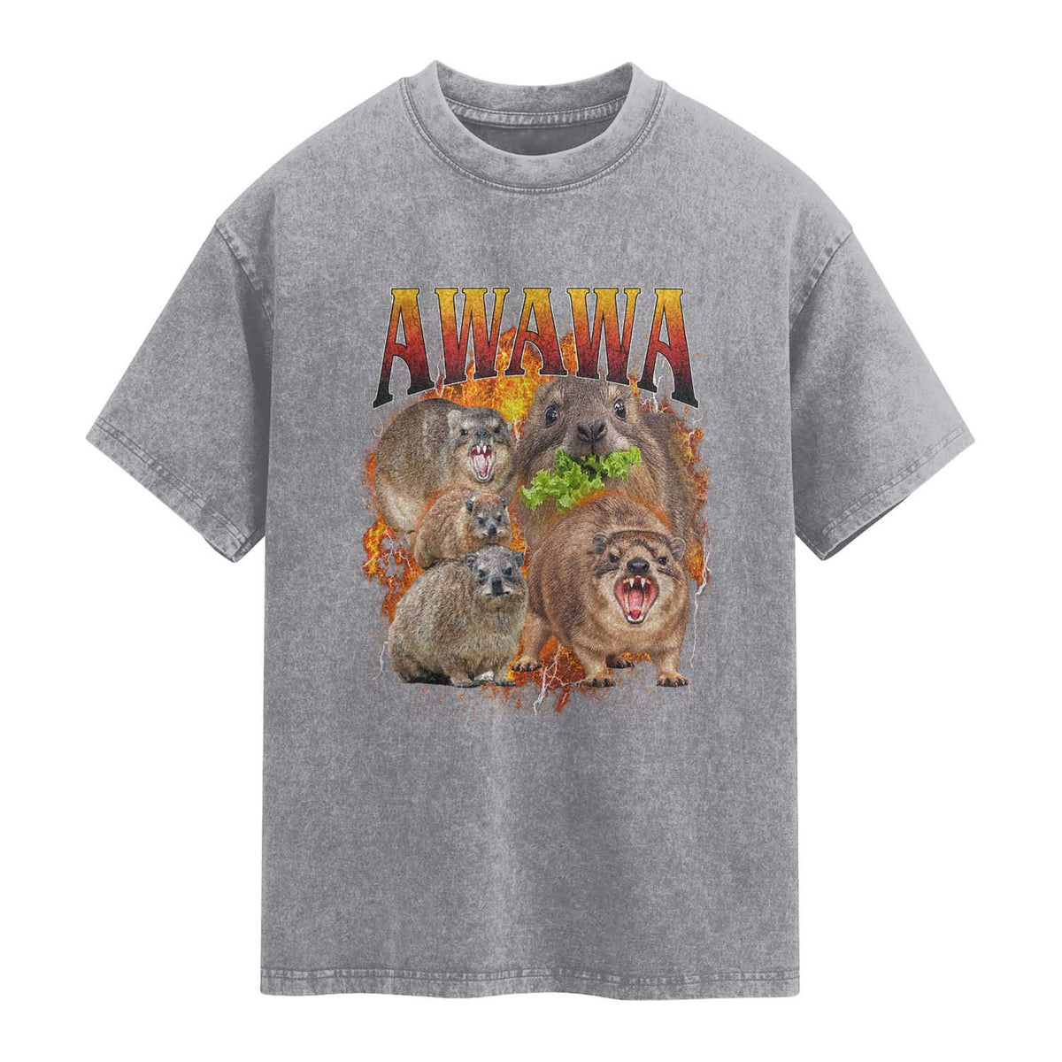 Funny Awawa Hyrax Screaming Meme 90s Bootleg Vintage Graphic Washed Cotton T-Shirt
