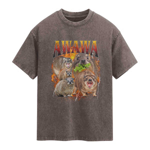 Funny Awawa Hyrax Screaming Meme 90s Bootleg Vintage Graphic Washed Cotton T-Shirt
